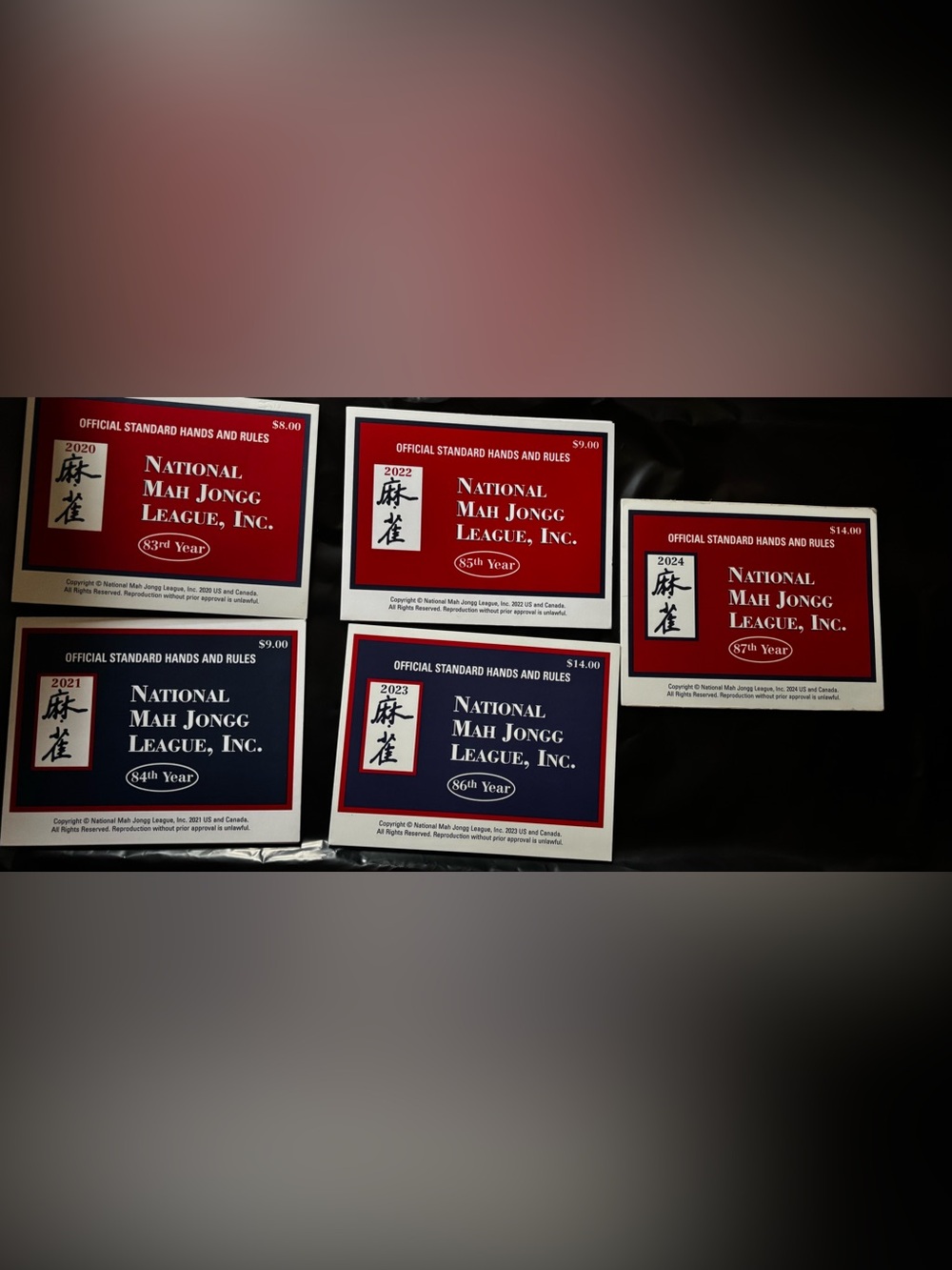 Lot of 5 National Mah Jongg League Official Hands & Rules Cards 2020 21 22 23 24